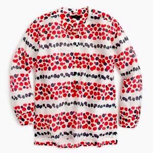 J Crew Berry Print cotton/silk popover